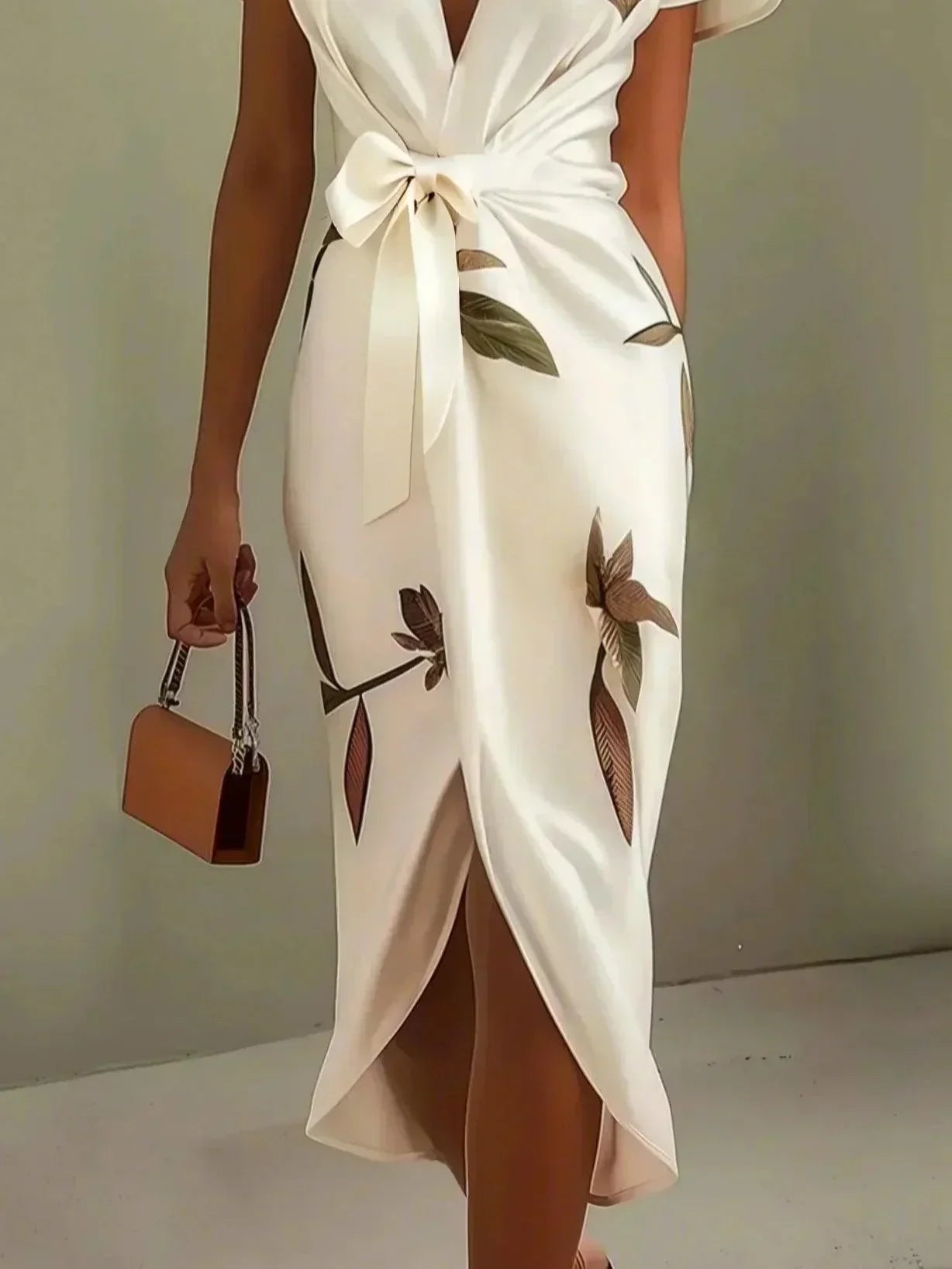 Damen Wickelkleid – Elegantes Kleid mit V-Ausschnitt und fließendem Design