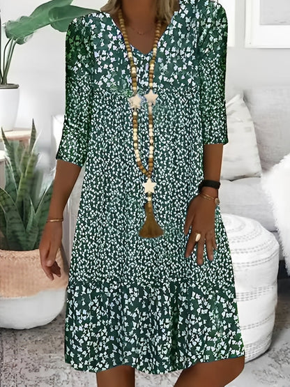 Damen Kleid – Locker geschnittenes Kleid mit V-Ausschnitt für Alltag & Sommer