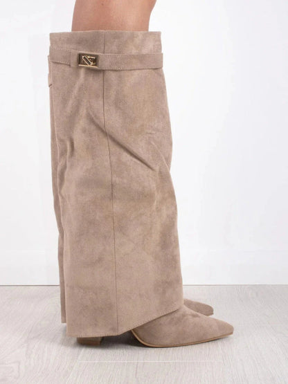 Kniehohe Damenstiefel mit weitem Schaft & Blockabsatz | elegante, bequeme Boots für jeden Anlass