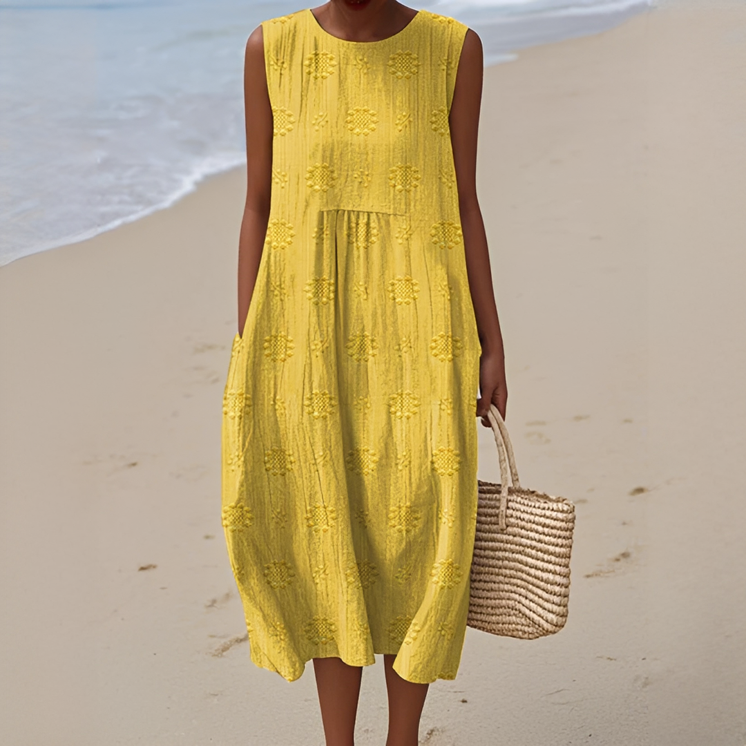 Damen Ärmelloses Sommerkleid mit Taschen – Leichtes Freizeitkleid für Alltag, Urlaub und warme Tage