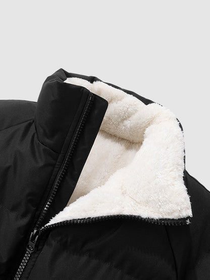 Pufferjacke Herren | Gefütterte Kapuzenjacke mit Fleece für Winter & Outdoor