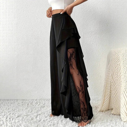 Damen Hose mit hohem Bund und weitem Bein – Elegante Stoffhose für Büro und Alltag