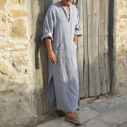 Herren Hemdkleid – Langes, minimalistisches Kleid mit Seitenschlitz