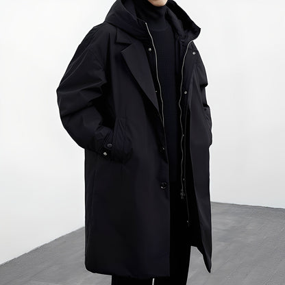 Vielseitiger Langer Herren Trenchcoat mit Kapuze – Stilvoll, Funktional & Urban