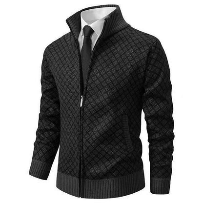 Herren-Kardigan mit Reißverschluss & elegantem Geometrie-Muster