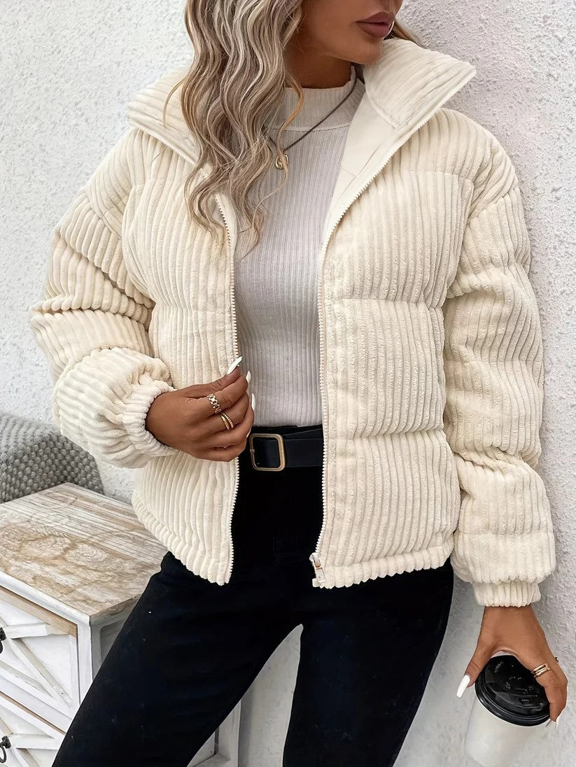 Gesteppt Gerippte Pufferjacke Damen | Stylische Winterjacke für Alltag & Streetstyle
