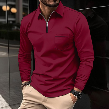 Zipper Polo | Langarm-Poloshirt für Herren mit modernem Reißverschluss