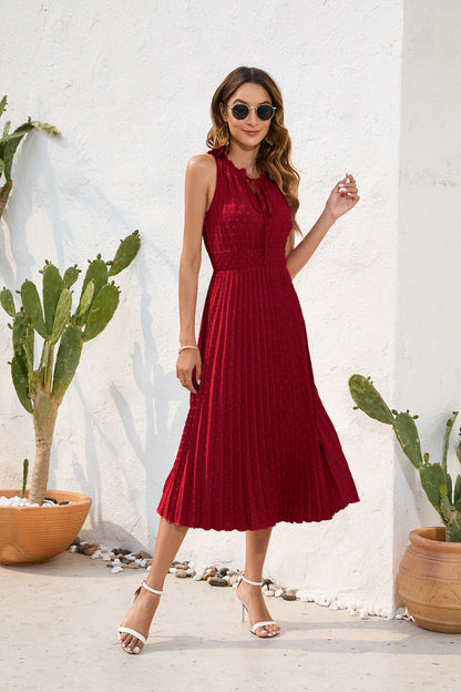 Damen Neckholder Plisseekleid – Ärmelloses Kleid für elegante Anlässe und sommerliche Events