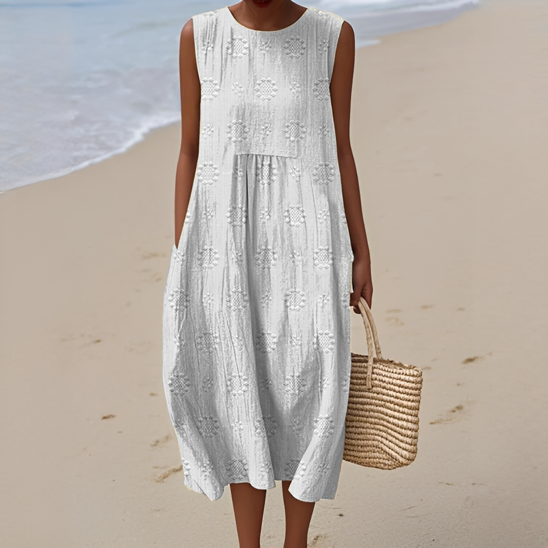 Damen Ärmelloses Sommerkleid mit Taschen – Leichtes Freizeitkleid für Alltag, Urlaub und warme Tage