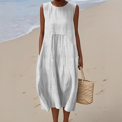 Damen Ärmelloses Sommerkleid mit Taschen – Leichtes Freizeitkleid für Alltag, Urlaub und warme Tage