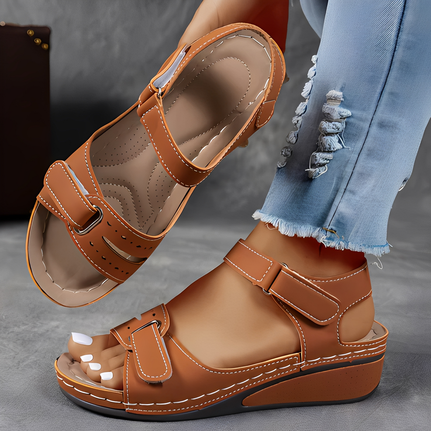 Damen Sandalen – Bequeme Sommerschuhe mit unterstützendem Fußbett für Alltag und Freizeit