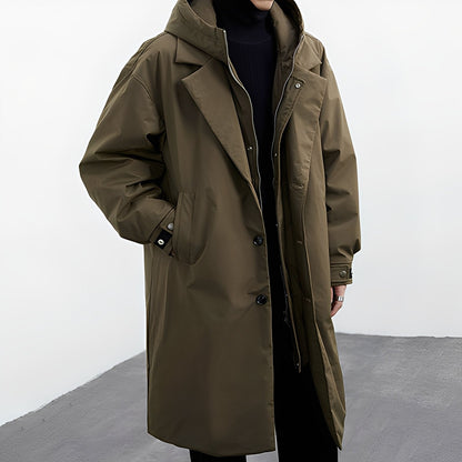 Vielseitiger Langer Herren Trenchcoat mit Kapuze – Stilvoll, Funktional & Urban