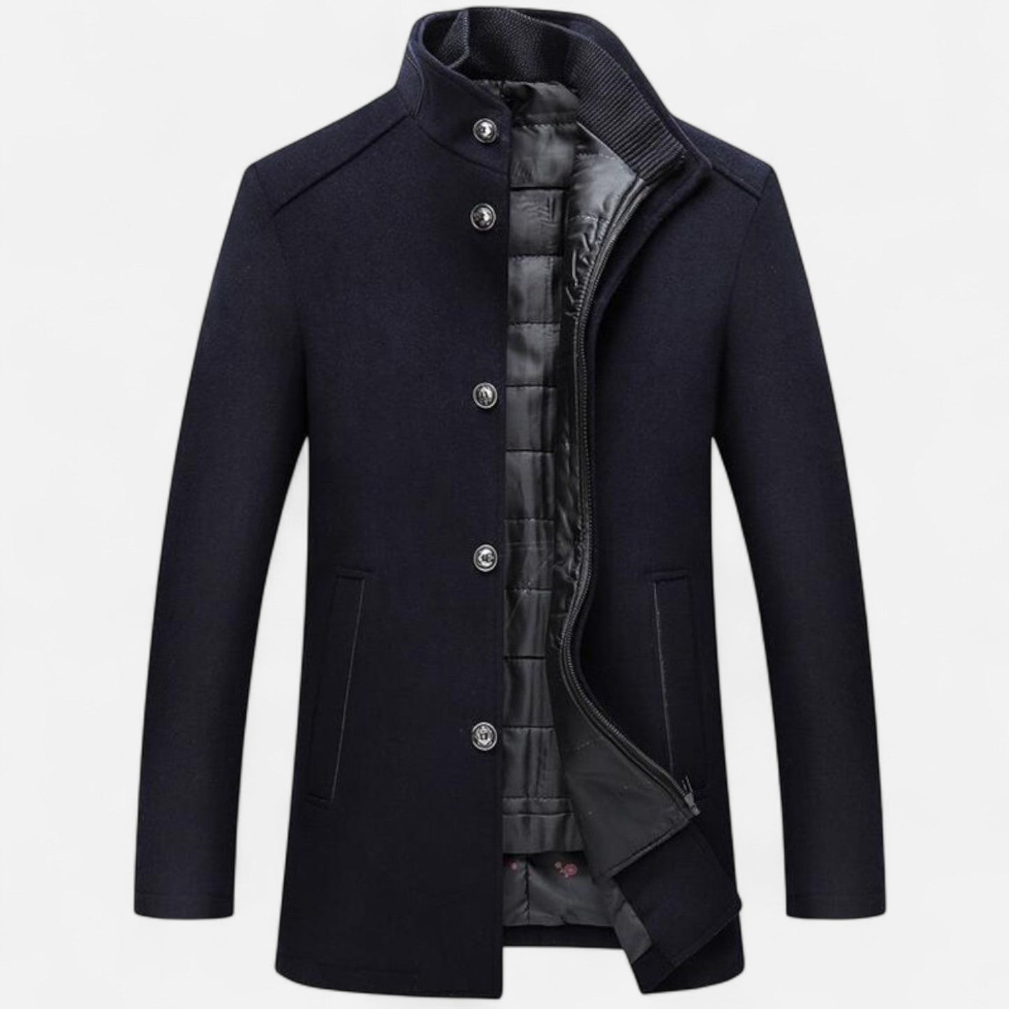 Herren Wollmantel Lang | Eleganter Übermantel mit Westeinsatz