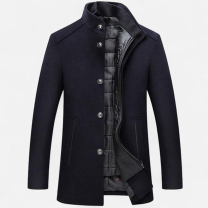 Herren Wollmantel Lang | Eleganter Übermantel mit Westeinsatz