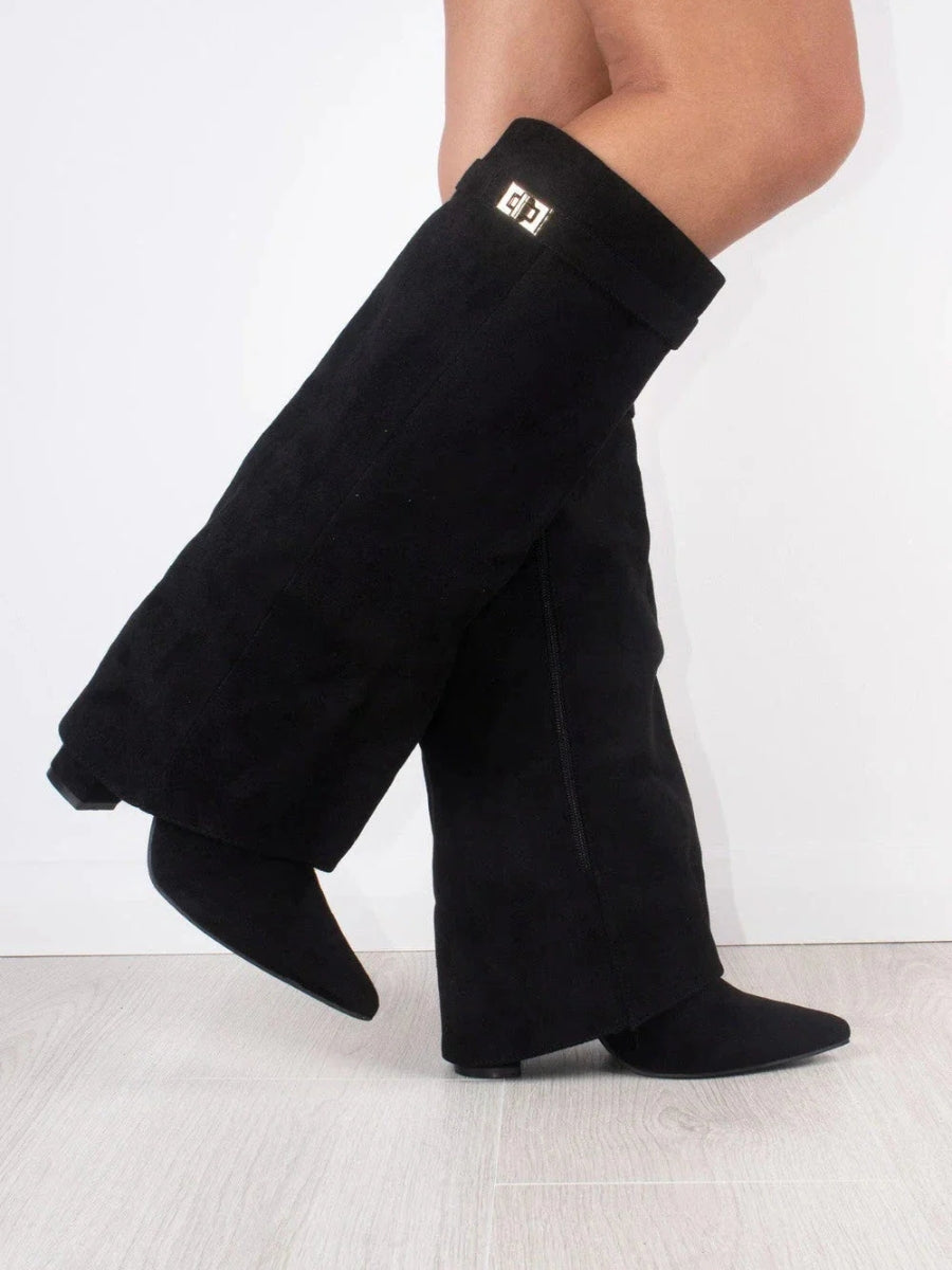 Kniehohe Damenstiefel mit weitem Schaft & Blockabsatz | elegante, bequeme Boots für jeden Anlass