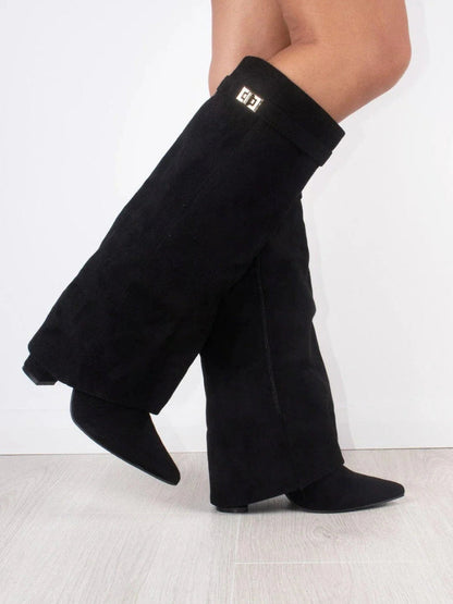 Kniehohe Damenstiefel mit weitem Schaft & Blockabsatz | elegante, bequeme Boots für jeden Anlass