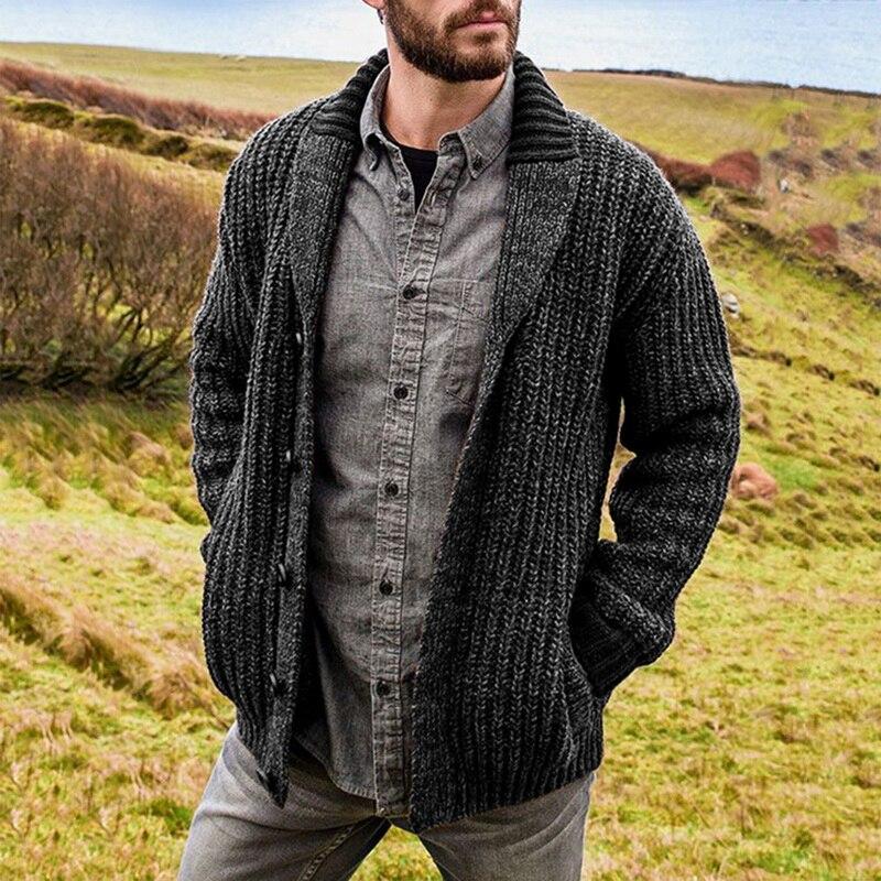 Groß Gestrickte Herren Strickjacke – Warm, Komfortabel & Zeitlos Stylisch