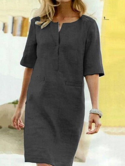 Damen Baumwoll-Leinen Kleid – Leicht, Elegant & Alltagstauglich