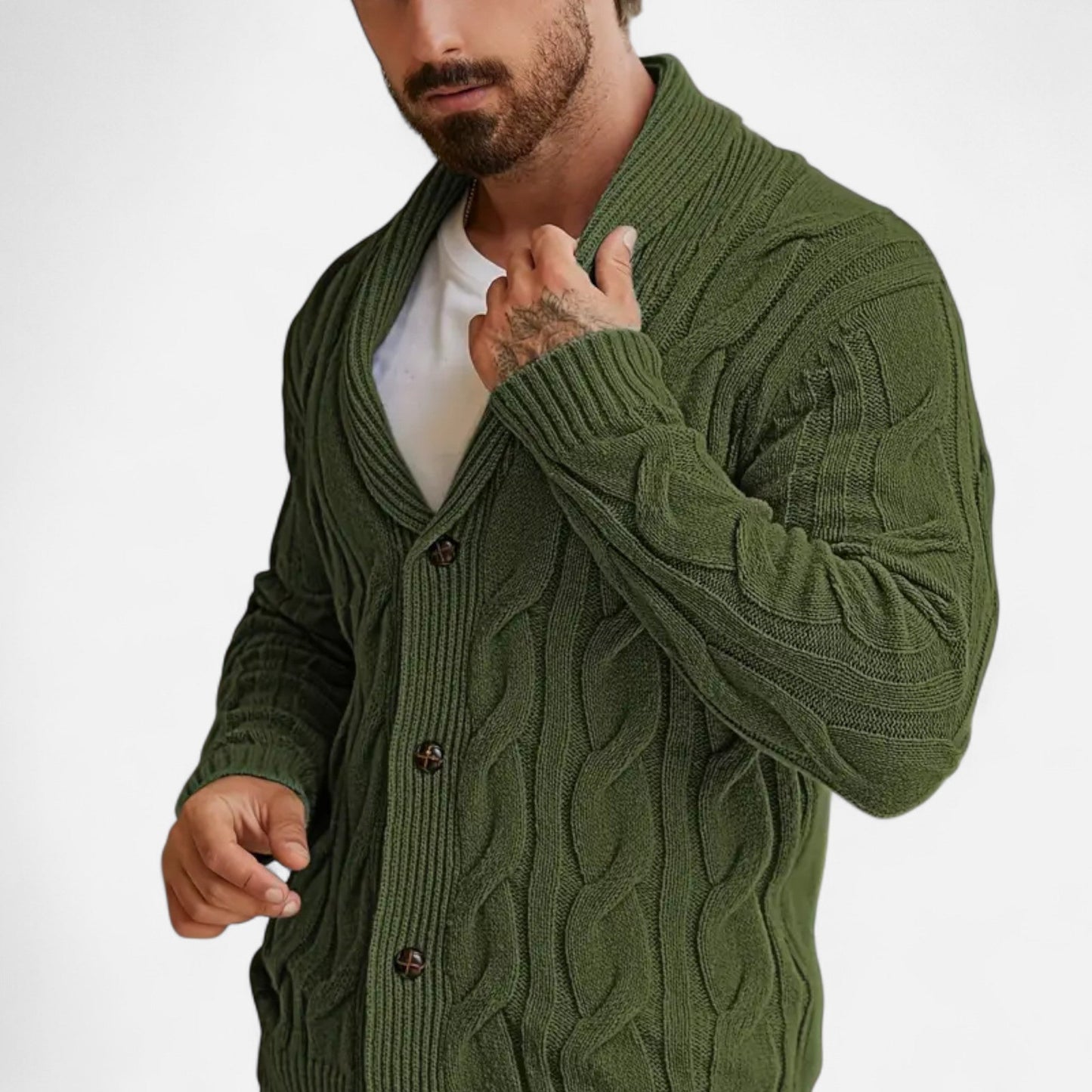 Tom | Herren Strickjacke mit Zopfmuster – Klassischer Knopf-Cardigan aus Weichem Strick für Herbst & Winter
