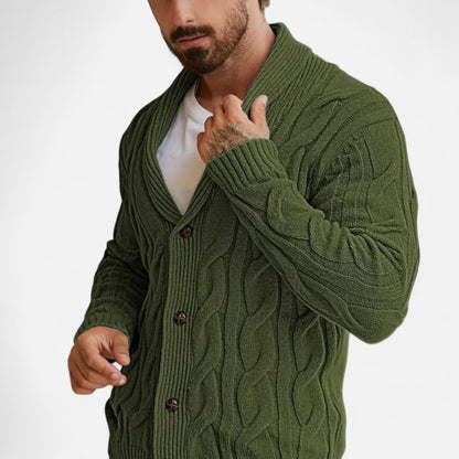 Tom | Herren Strickjacke mit Zopfmuster – Klassischer Knopf-Cardigan aus Weichem Strick für Herbst & Winter