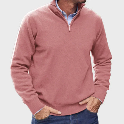Kuno | Hochwertiger Kaschmir Pullover für Herren mit Reißverschlusskragen – Stylisches Design in Unifarben