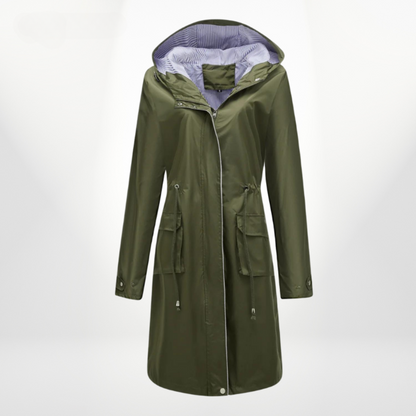 Albertina | Damen Trenchcoat mit Kapuze & Taillenzug