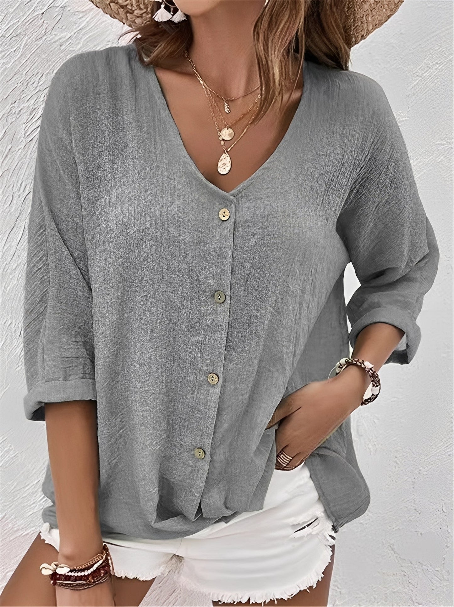 Damen Shirt mit V-Ausschnitt – Komfortables Freizeitoberteil für Alltag und vielseitige Outfits