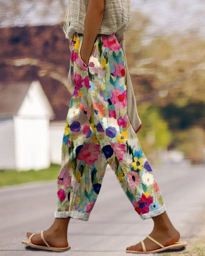 Damen Sommerhose mit Blumenmuster – Locker, Stilvoll & Komfortabel