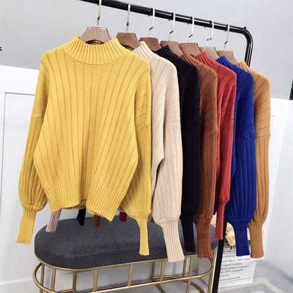 Damen Strickpullover | Hoher Kragen & Lässiger Schnitt