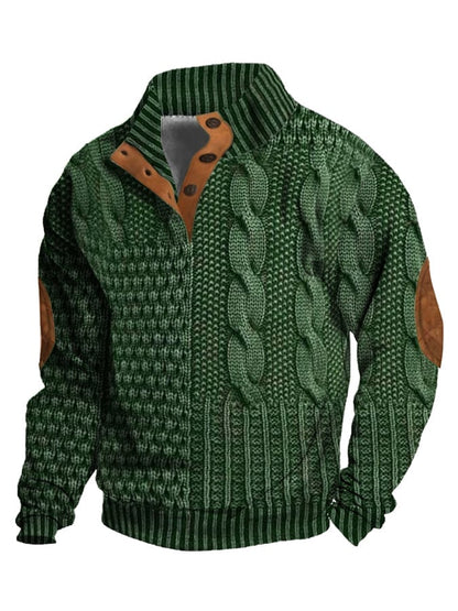 Jaesper | Herren Retro Cashmere Sweatshirt mit Stehkragen und Knöpfen