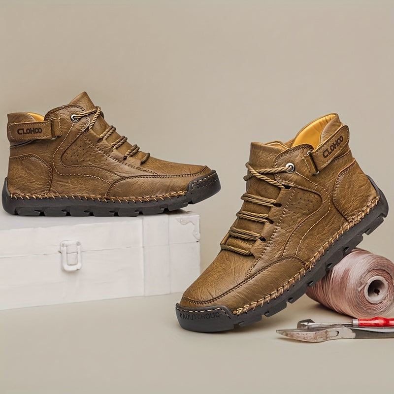 Levarn | Herren Premium Winterschuhe Knöchelhoch mit Schnürung, Klett & Warmem Innenfutter
