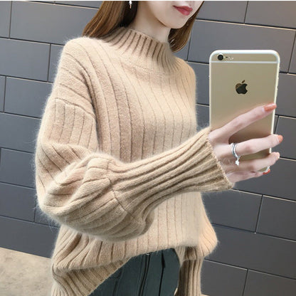Damen Strickpullover | Hoher Kragen & Lässiger Schnitt