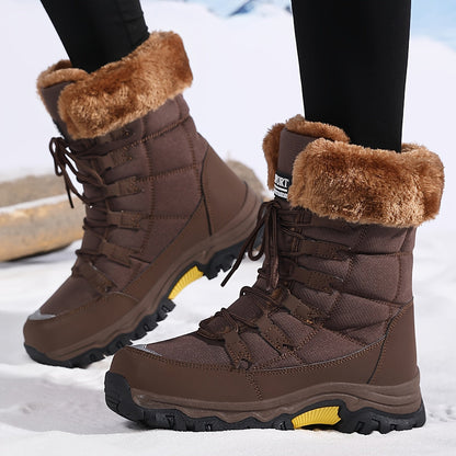 Damen Winterstiefel aus Braunem Leder | Wasserdicht & Isoliert für Kalte Tage