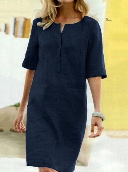 Damen Baumwoll-Leinen Kleid – Leicht, Elegant & Alltagstauglich
