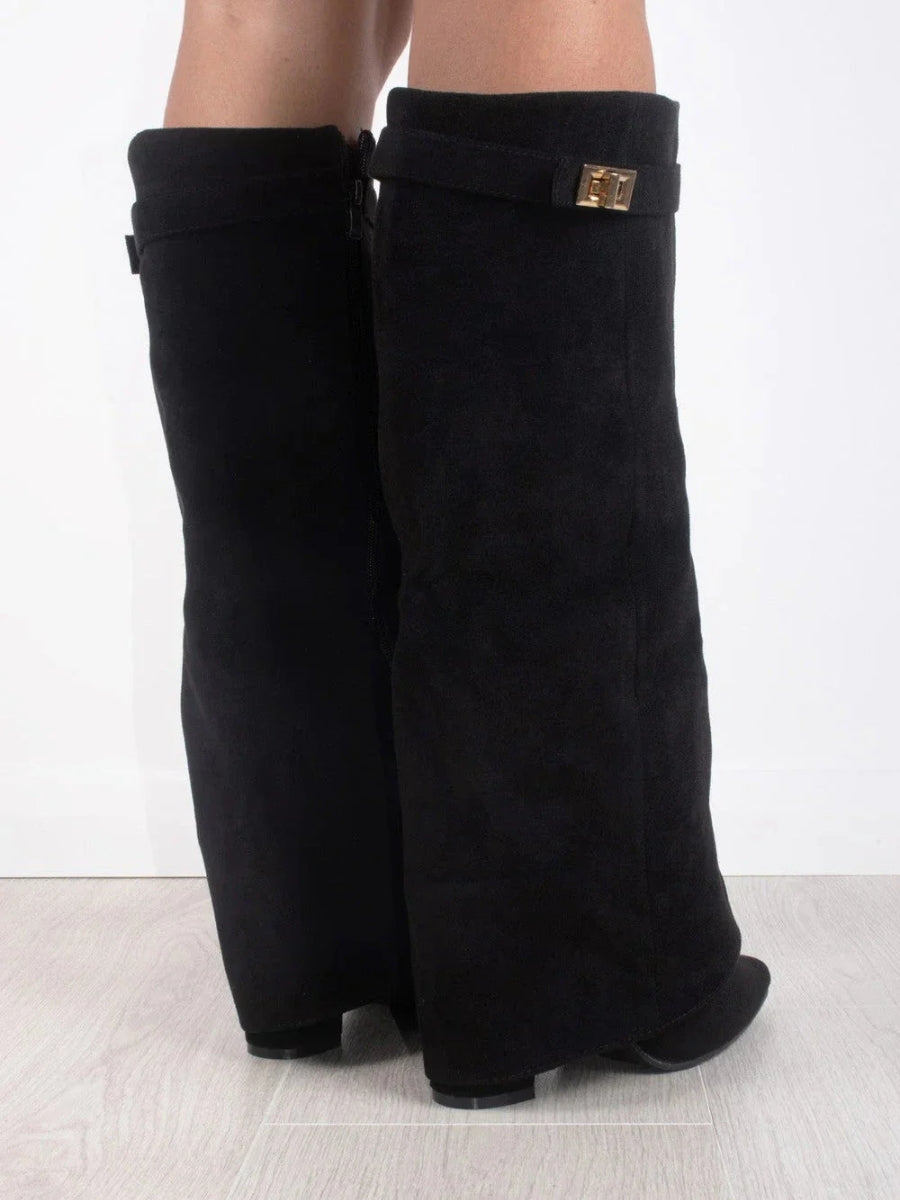 Kniehohe Damenstiefel mit weitem Schaft & Blockabsatz | elegante, bequeme Boots für jeden Anlass