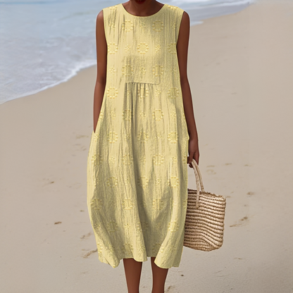 Damen Ärmelloses Sommerkleid mit Taschen – Leichtes Freizeitkleid für Alltag, Urlaub und warme Tage