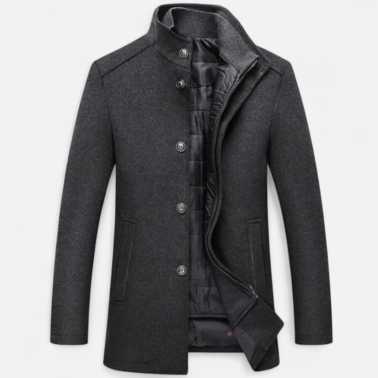 Herren Wollmantel Lang | Eleganter Übermantel mit Westeinsatz