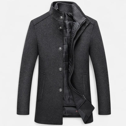 Herren Wollmantel Lang | Eleganter Übermantel mit Westeinsatz