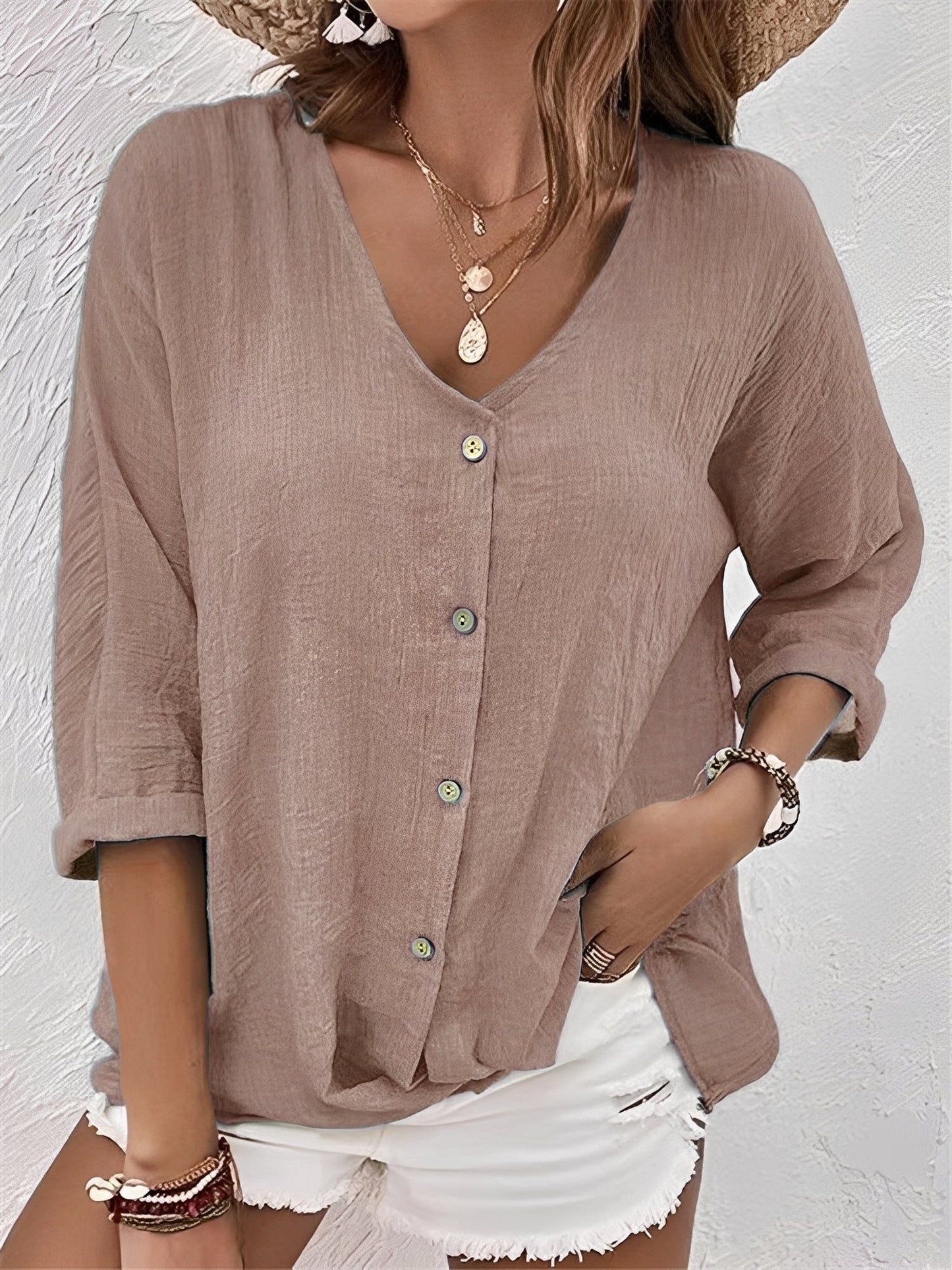 Damen Shirt mit V-Ausschnitt – Komfortables Freizeitoberteil für Alltag und vielseitige Outfits