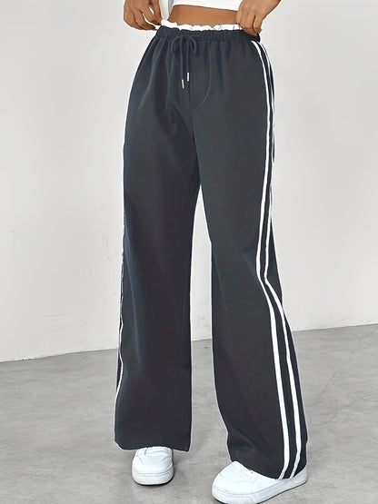 Damen Gerade-Hose mit Seitenstreifen – Weite Freizeit- und Streetwearhose für Alltag und entspannte Outfits