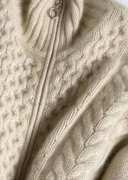 Strickjacke mit hohem Kragen und Reißverschluss | Damen Cardigan warm & modern