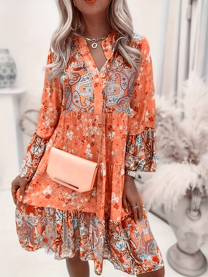 Boho Damenkleid mit Blumenmuster – Luftig, Romantisch & Komfortabel
