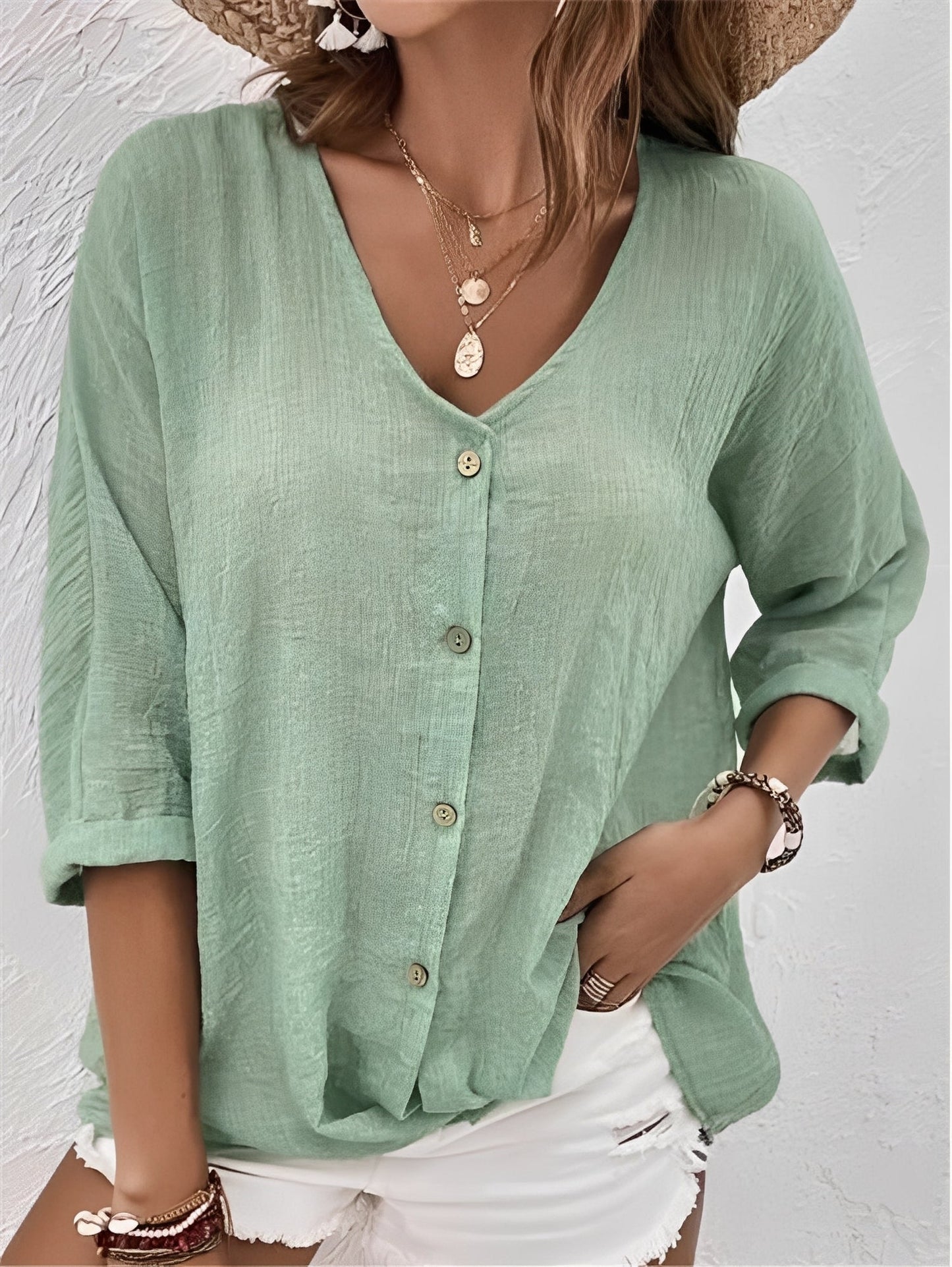 Damen Shirt mit V-Ausschnitt – Komfortables Freizeitoberteil für Alltag und vielseitige Outfits