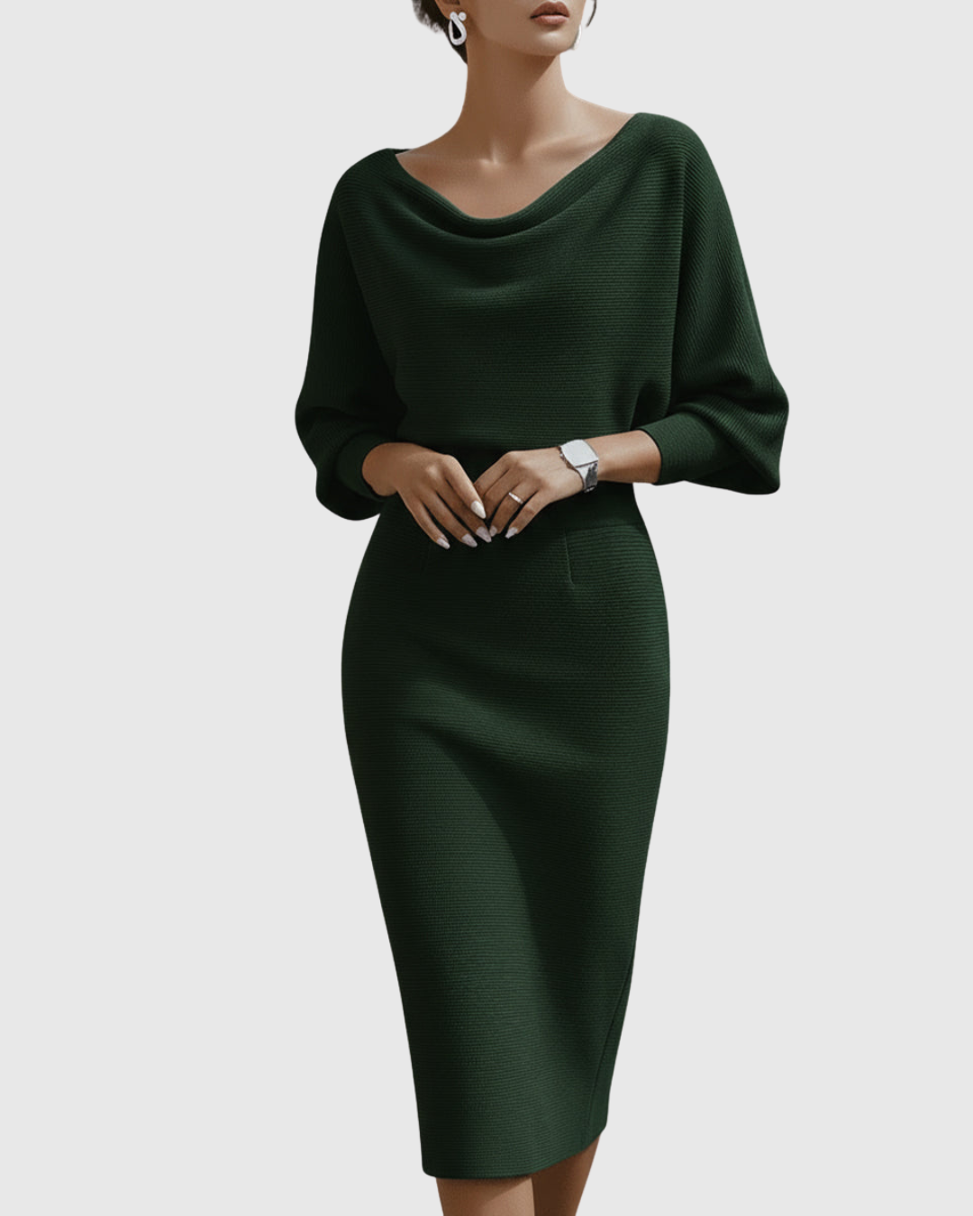 Damen Midikleid – Elegantes Kleid mit Drapierung und fließender Silhouette