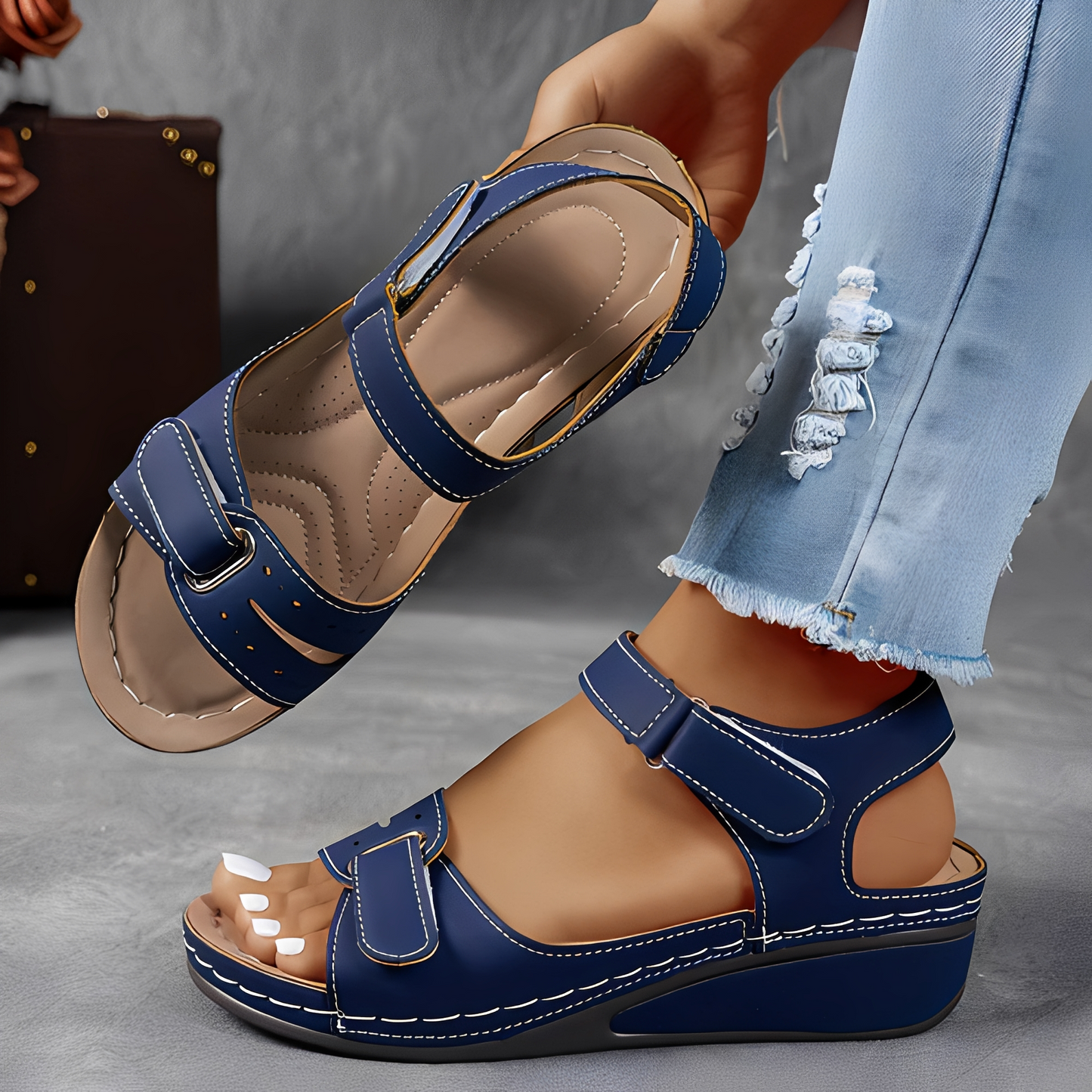 Damen Sandalen – Bequeme Sommerschuhe mit unterstützendem Fußbett für Alltag und Freizeit