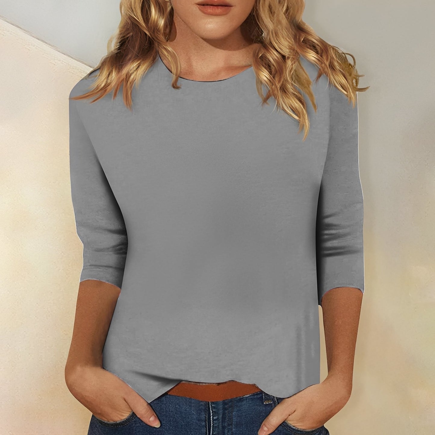 Damen Shirt mit 3/4-Ärmeln – Bequemes Baumwollshirt für Alltag und Freizeit