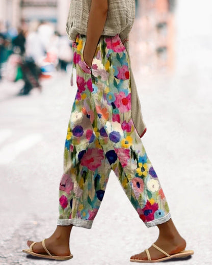 Damen Sommerhose mit Blumenmuster – Locker, Stilvoll & Komfortabel