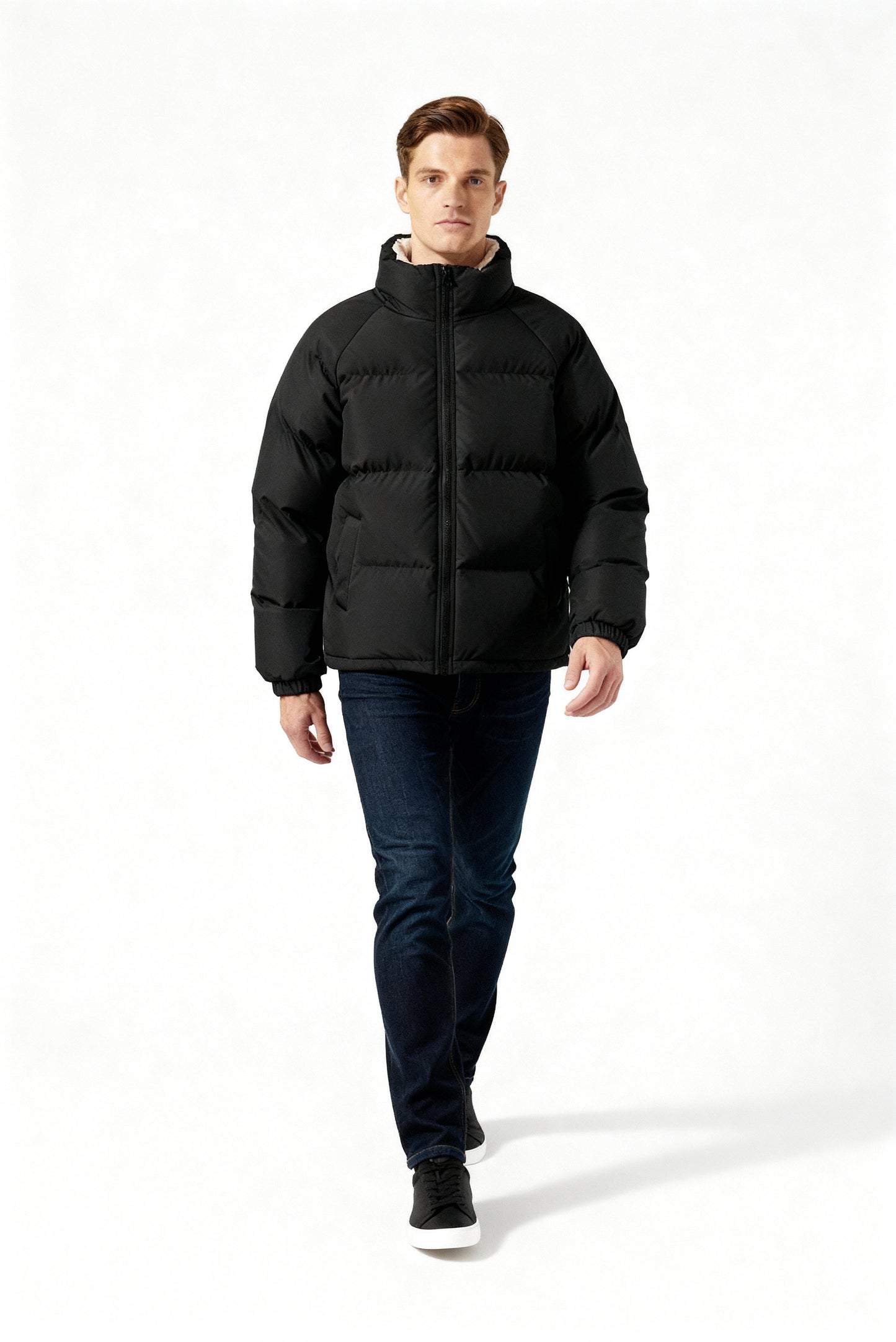 Pufferjacke Herren | Gefütterte Kapuzenjacke mit Fleece für Winter & Outdoor