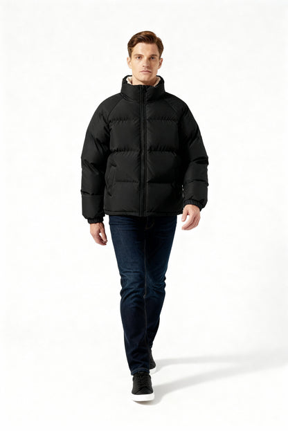 Pufferjacke Herren | Gefütterte Kapuzenjacke mit Fleece für Winter & Outdoor