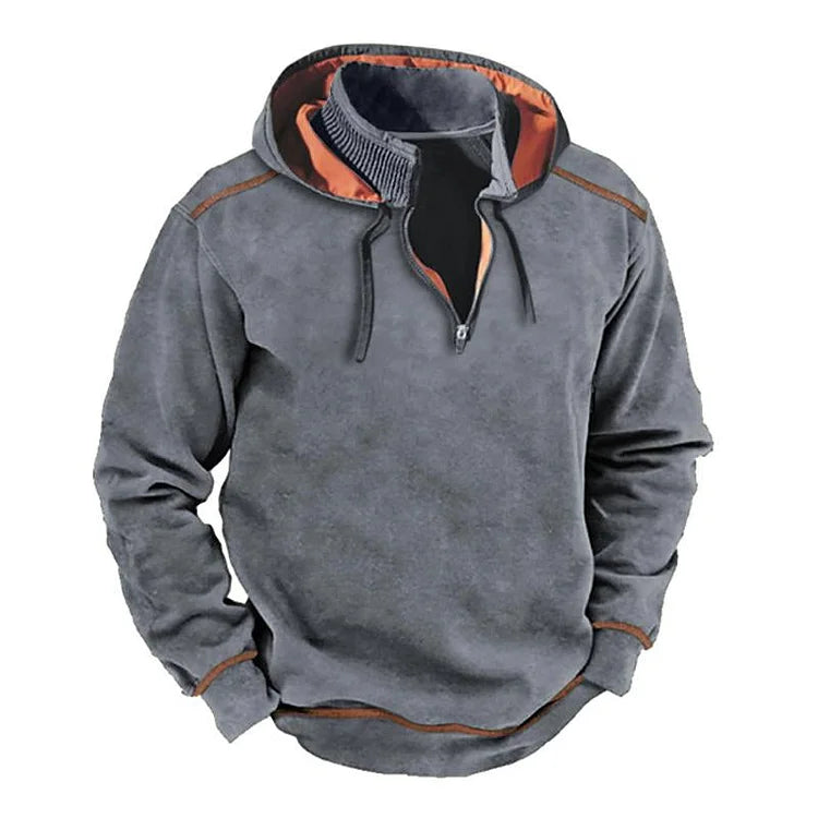 Gervion | Herren Hoodie mit Reißverschluss & Kontrastdetails